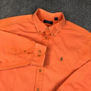 Roundtree & Yorke Outdoors Orange Button Shirt Men's 3X Cotton Embroidered Tree